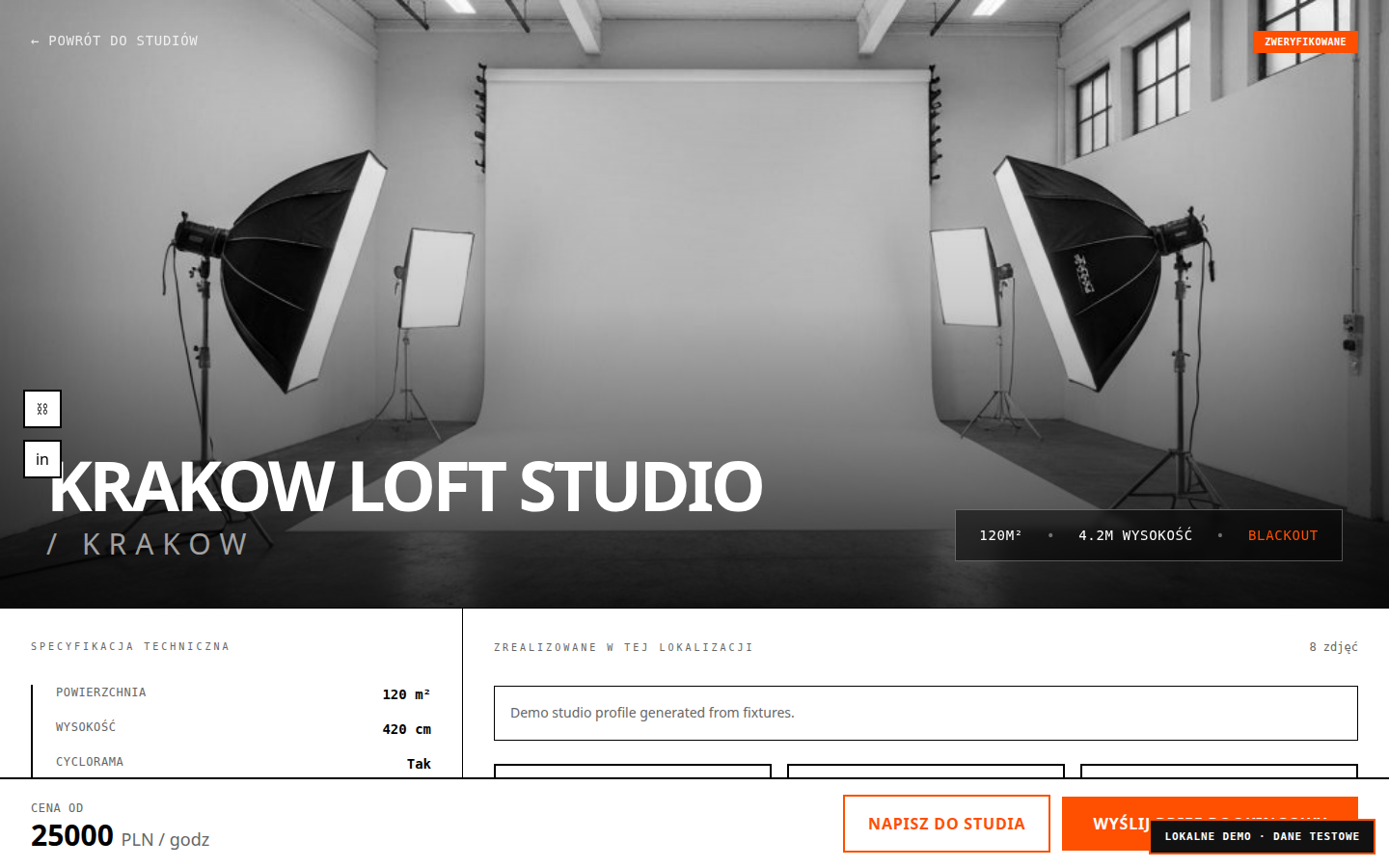 Oferta i zaplecze studia — lokalne demo